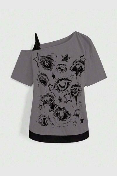 Köstebek Eyes Collage Short Sleeve T-Shirt with Additional Strap