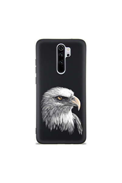 PrintiFy Xiaomi Redmi Note 8 Pro ile Uyumlu Kartal (0214c) Tasarımlı Siyah La...