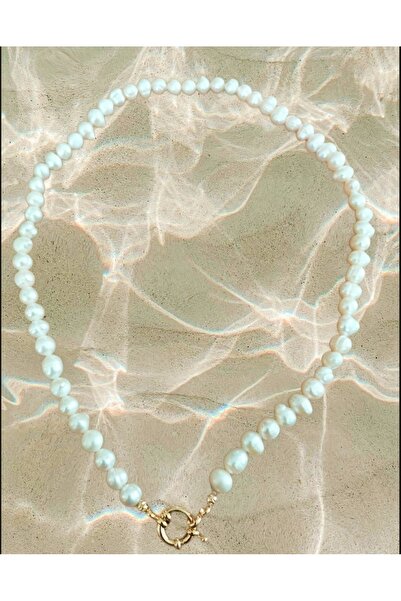 Arjew Gerçek Tatlısu incisi Gemici Kilitli 60cm Kolye