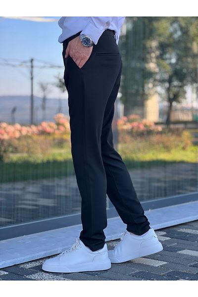 ElitWear Men's Slim Fit Belted Cotton Cloth Foot Fabric Pants