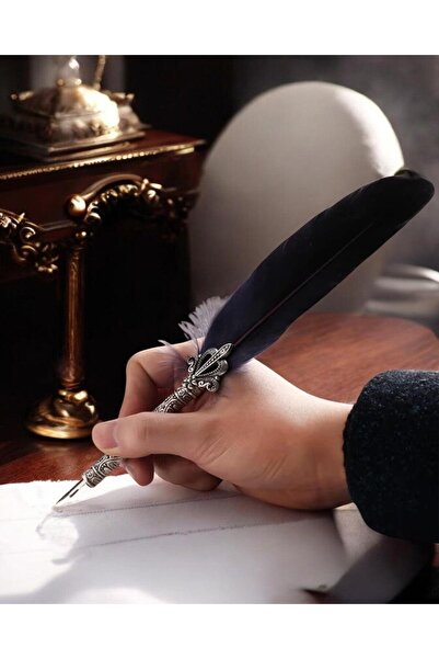 Wolawood Vintage Divit Hokka Kaligrafi Seti – Tüylü Divit Kalem + 5 Uç + Mürekkep + Hokka Özel Kutulu Set