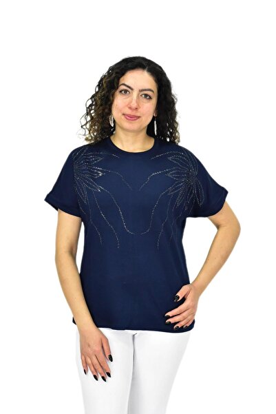 lavella Kadın Yarım Kol Sıfıryaka Taşlı Likralı Tişöt BGL-ST04655