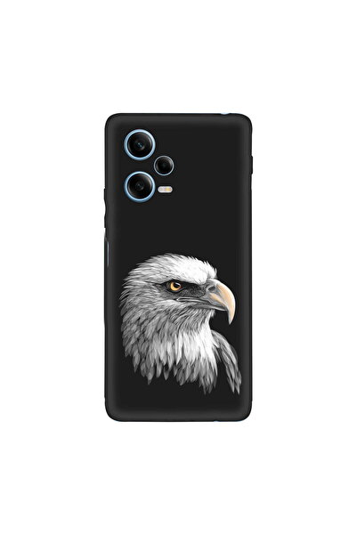 PrintiFy Xiaomi Redmi Note 12 Pro 5G ile Uyumlu Kartal (0214c) Tasarımlı Siya...