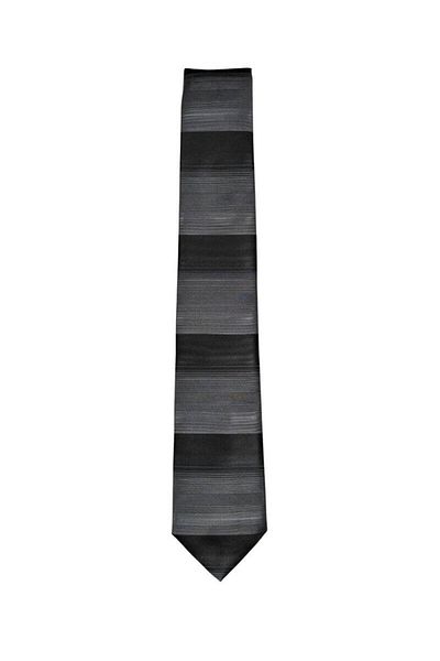 1001 Kravat Black Anthracite Horizontal Stripes 7 cm Wide Slim Tie