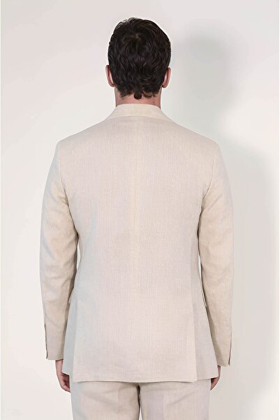 Velvarde Keten/mono Yaka Çi̇ft Yirtmaç Takim E. Bej