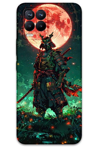 Gramaphone Realme 8 Pro Uyumlu Samuray Desenli Telefon Kılıfı + Ekran Koruyuc...