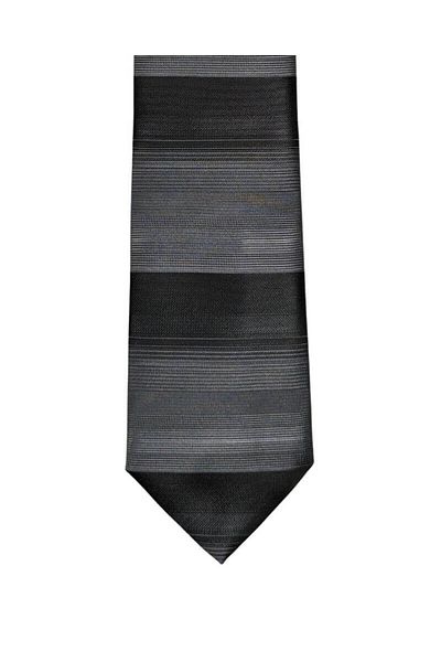 1001 Kravat Black Anthracite Horizontal Stripes 7 cm Wide Slim Tie
