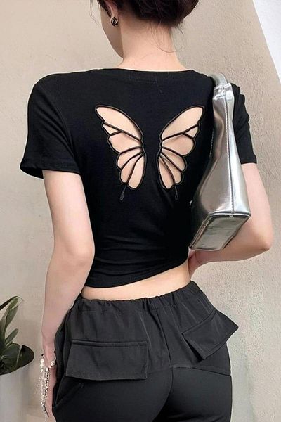 Köstebek Butterfly Back Low-Cut Vintage T-Shirt