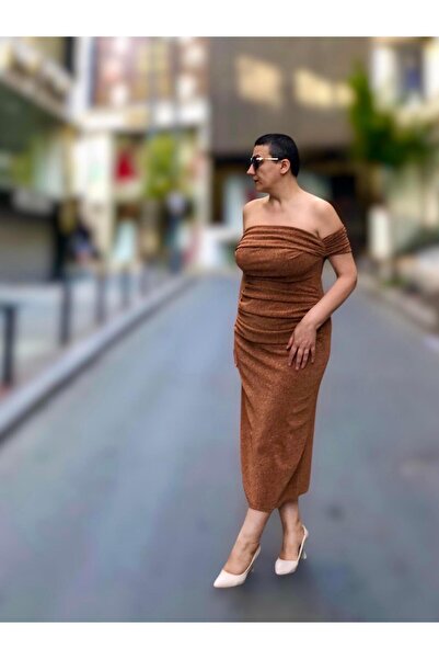 wisteriA STRAPLEZ BALON KOL DRAPELİ MİDİ BOY ABİYE