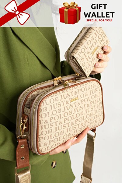 Just Polo Women's 5 Compartment Crossbody Bag Shoulder Bag and Wallet Combination