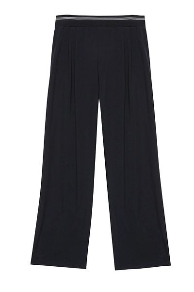 TUĞÇE ÖZER BUTİK Ribbed Detailed Wide Leg Trousers Navy Blue