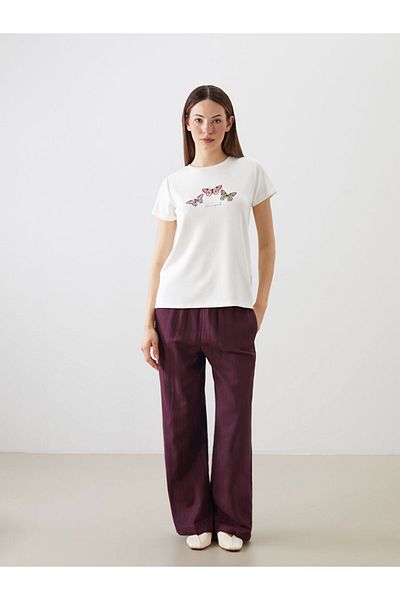 LC Waikiki New Season Crew Neck Butterfly Printed Women's T-Shirt - S5Qg07Z8