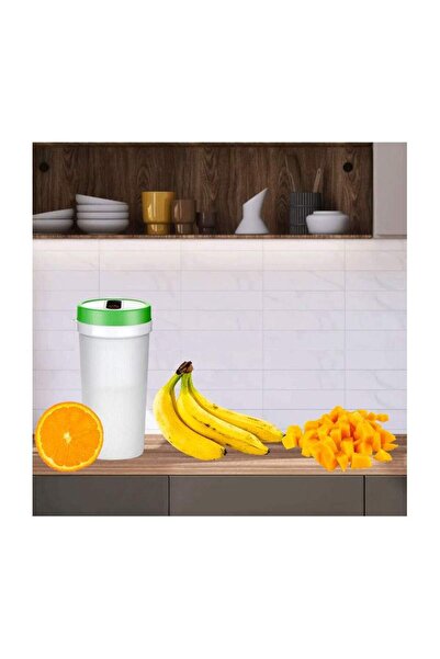 SIKS Mini blender portabil, compact SIKS, electric, încărcare USB, 4 lame, 300 ml, verde/alb