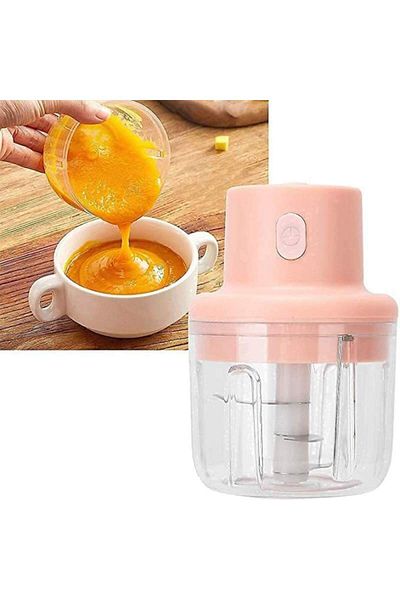 SIKS Portable Mini Electric Food Chopper, 250ml, Waterproof, 3 Blades, Usb Charging, Pink
