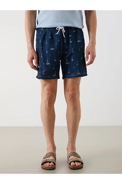 LC Waikiki Southblue Navy Blue Short Length Patterned Men's Swim Shorts