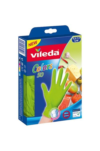 Vileda Disposable gloves, nitrile, Vileda Colors, 50 pcs box, size S/M