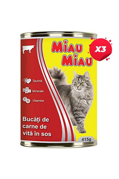 MIAU MIAU X3 - MIAU MIAU CANNED CATS 415G BEEF