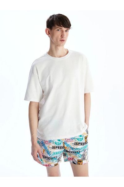 LC Waikiki Xside White Short Length Patterned Men's Swim Shorts