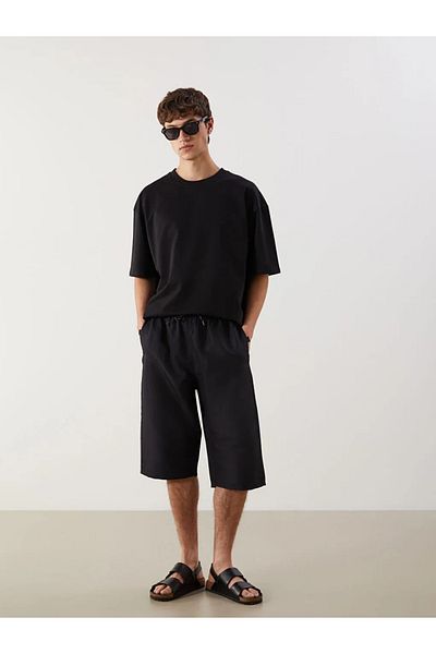 LC Waikiki Lcw Swimwear Black Knee Length Men's Swim Shorts
