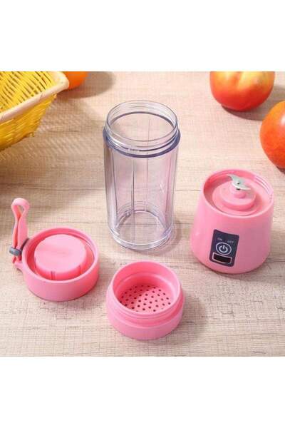 SIKS ® Mini blender portabil cu 2 lame, 380 ml, roz