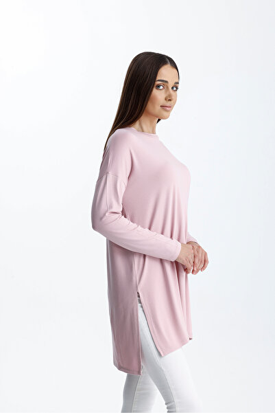 mermaya Premium ποιότητα, ανοιχτό ροζ, χτενισμένο βαμβακερό τουνίκ.