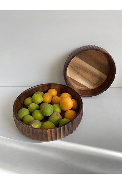 LEONEV Set of 2 Acacia Curve Bowls 19 cm 22 cm