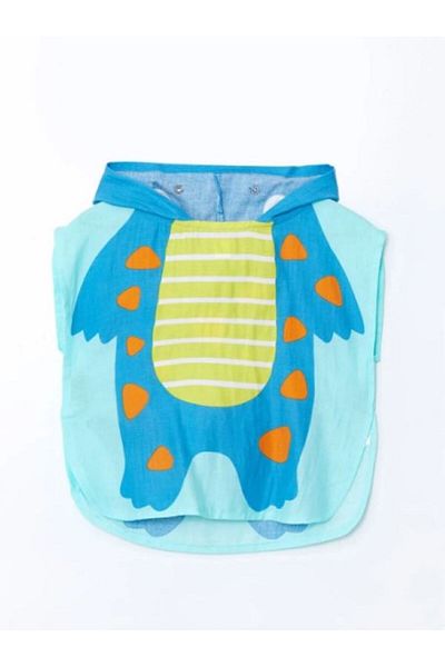 LC Waikiki Turquoise Dinosaur Figured Baby Boy Beach Towel Poncho S5G822Z129
