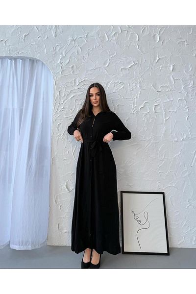 Att Attstil Summer Full Length Black Straight Button Dress