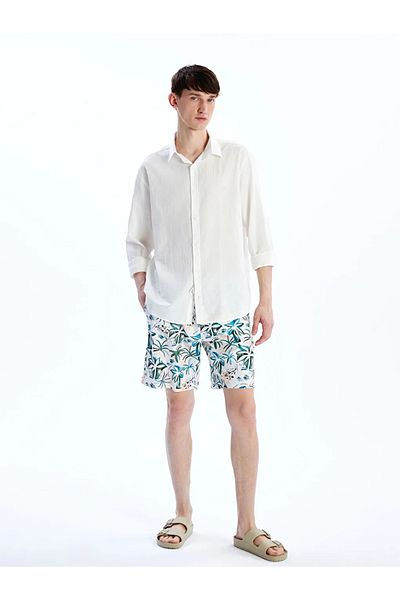 LC Waikiki Xside Men's Beige Short Length Patterned Swim Shorts