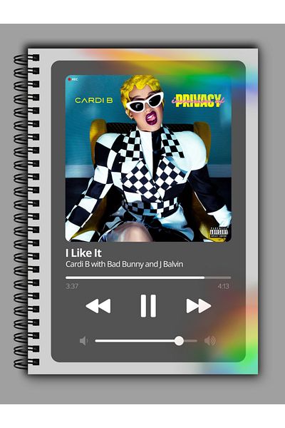 MG Office A5 Notebook - I Like It - Cardi B - Rainbow Reflective Cover - 80 Vellum Pages