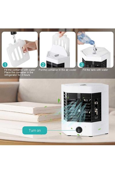 Generic Portable Air Cooler – Mini USB Air Conditioner & Humidifier with High Fan Speeds, White Cooling Fan