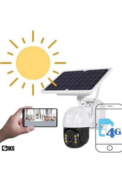 SIKS Solar Video Surveillance Camera, 4G SIM Slot, MicroSD Slot, With Solar Panel Included