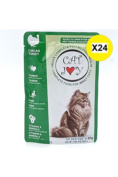 CATJOY X24 - CAT JOY HRANA PISICI IN SOS PLIC 85G CURCAN