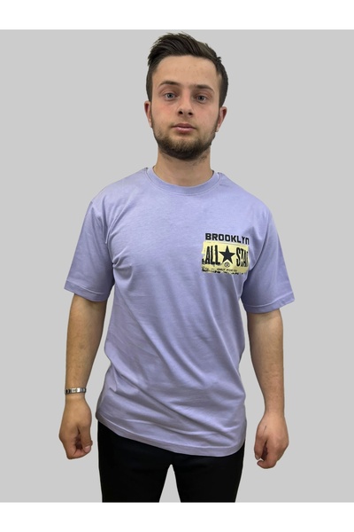 daniel milano تي شيرت بروكلين برقبة دائرية وطبعة خلفية كبيرة الحجم للرجال