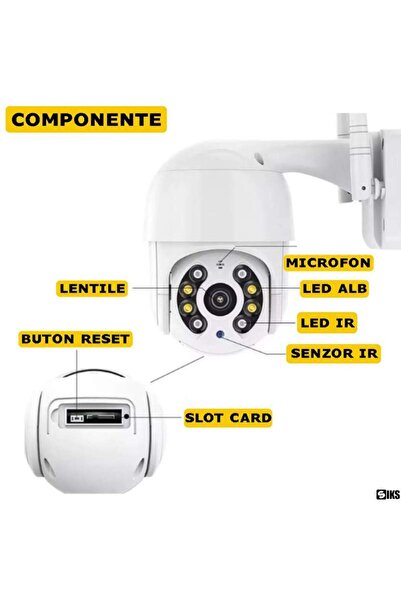 SIKS Cameră de supraveghere video WIFI, 5 MP, exterior/interior IP66, zoom 4X, senzor de detectare a mișcării