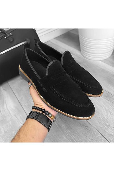 dehaine Men's casual loafers made of vegan leather, 12215, black