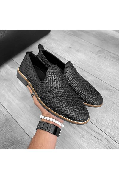 dehaine Men's casual loafers made of vegan leather, 12317, black