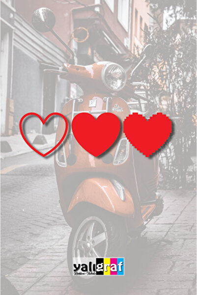 Yalıgraf Reklam Tabela 3 Pack Red Heart Auto Sticker Motor Helmet Sticker 12X...