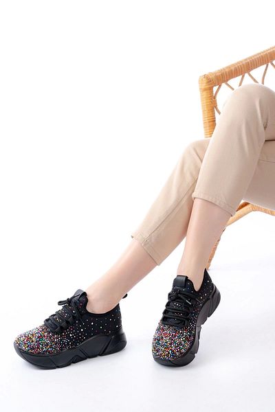 TB Terzi Bey Rs-403 Black Lace-Up Mesh Multi Stone Daily Women's Sports
