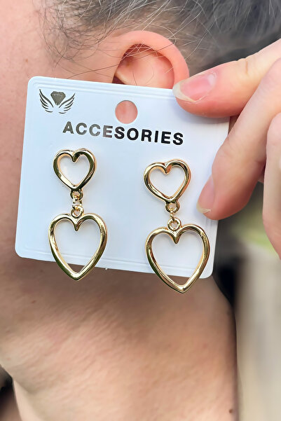 TAKIPORT أقراط نسائية بتصميم قلب ذهبي اللون للموسم الجديد