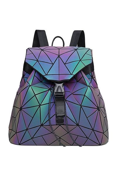 OEM Geometric Reflective Holographic Backpack for Women, ROCS RC-1 Multicolor