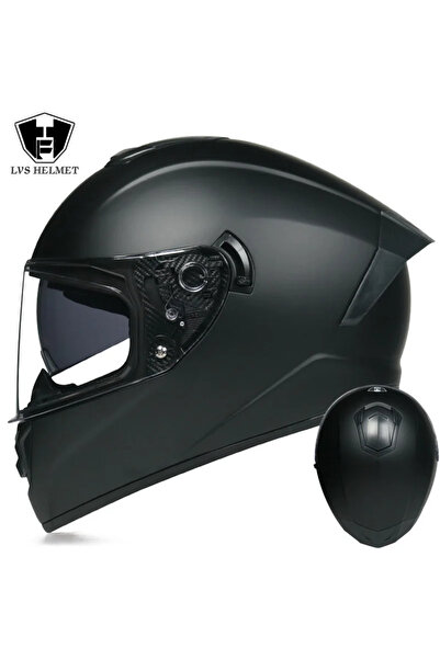 LVS HF-701DV Unisex Tam Yüz Motosiklet Kaskı Çift Vizörlü Motokros Yarış Kask...