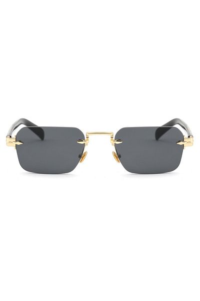 Markasepeti Original Rectangular Design Gold Detailed Sunglasses (Black)
