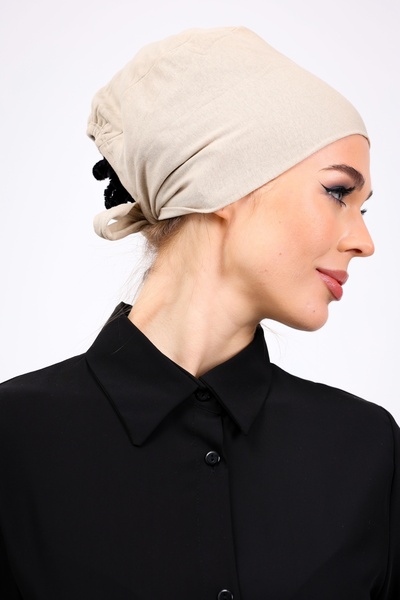 Loggia Non-Slip Cream Bonnet Silicone Non-Slip Seamless Women's Hijab Tie-Up (Light Mink - Beige)