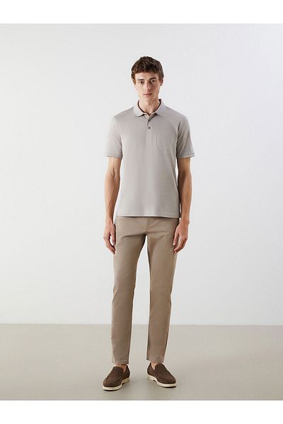 LC Waikiki Ανδρικό μπλουζάκι Polo Collar ριγέ χτενισμένο βαμβακερό