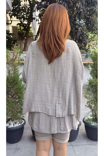 DenizEge Clara Italian Necklace Blouse Mink