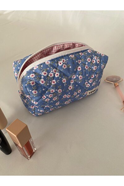 TALL WAY Pembe Çiçek Makyaj Çantası- Büyük Boy