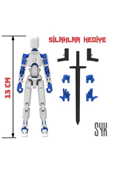 SYK Design Robot 13 Dummy White Blue All Joints Movable Action Figure Toy