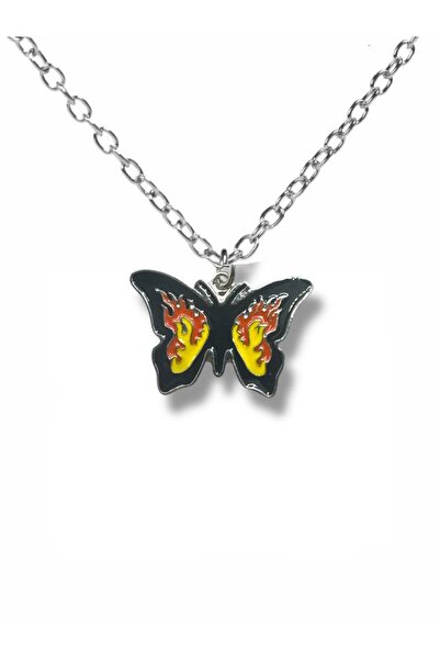 Herşey Nota Aesthetic Unisex Necklace with Yellow Butterfly Figure |   Elegan...