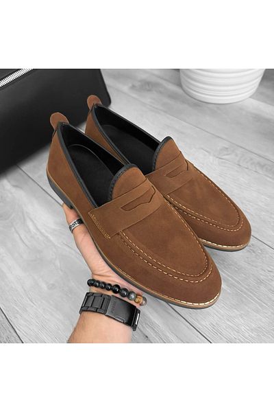 dehaine Men's casual loafers, vegan leather, 12311, brown